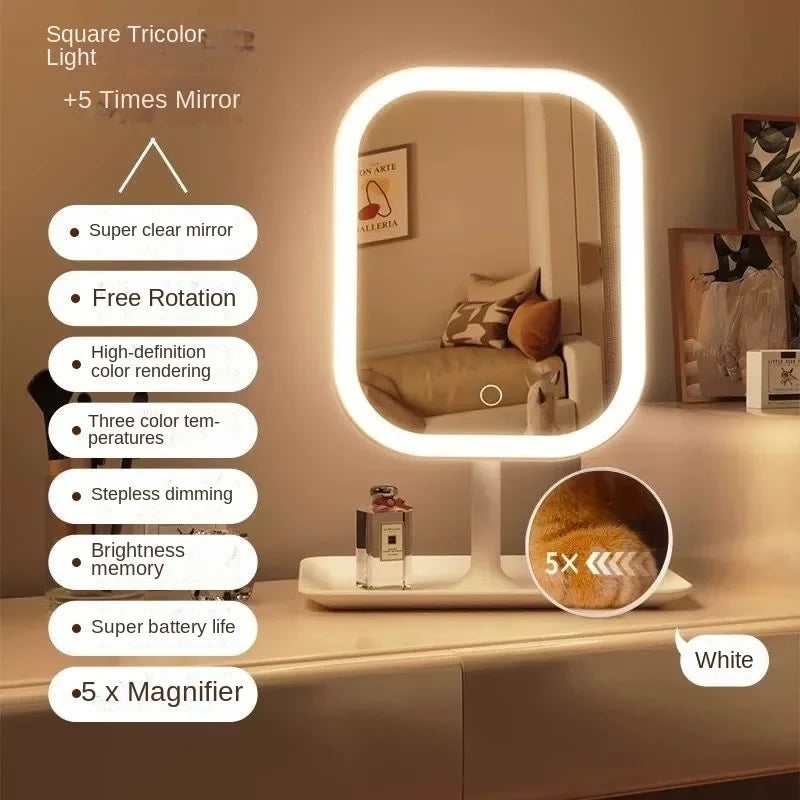 Illuminated Desktop Makeup Mirror
